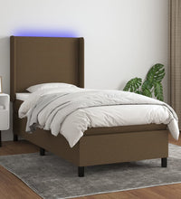 Boxspringbett mit Matratze & LED Dunkelbraun 80x200 cm Stoff