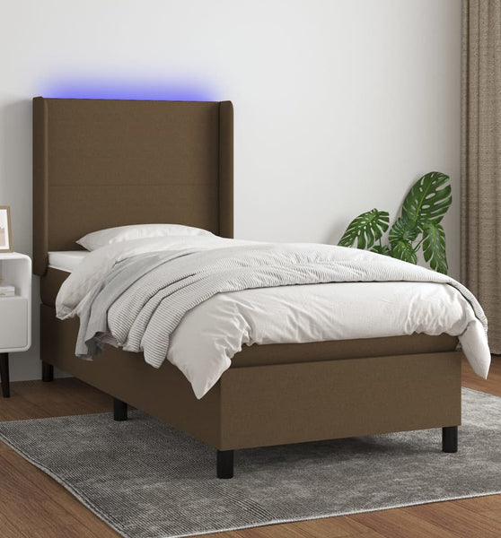 Boxspringbett mit Matratze & LED Dunkelbraun 80x200 cm Stoff