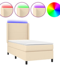 Boxspringbett mit Matratze & LED Creme 90x190 cm Stoff