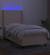 Boxspringbett mit Matratze & LED Creme 90x190 cm Stoff