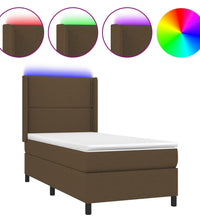 Boxspringbett mit Matratze & LED Dunkelbraun 80x200 cm Stoff