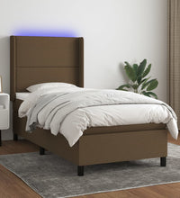 Boxspringbett mit Matratze & LED Dunkelbraun 80x200 cm Stoff