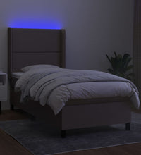 Boxspringbett mit Matratze & LED Taupe 90x200 cm Stoff
