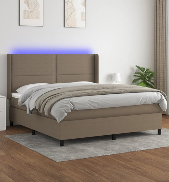 Boxspringbett mit Matratze & LED Taupe 180x200 cm Stoff