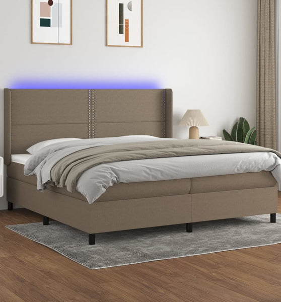 Boxspringbett mit Matratze & LED Taupe 200x200 cm Stoff