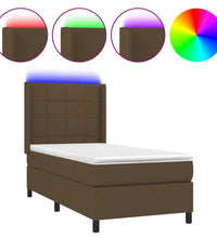 Boxspringbett mit Matratze & LED Dunkelbraun 80x200 cm Stoff