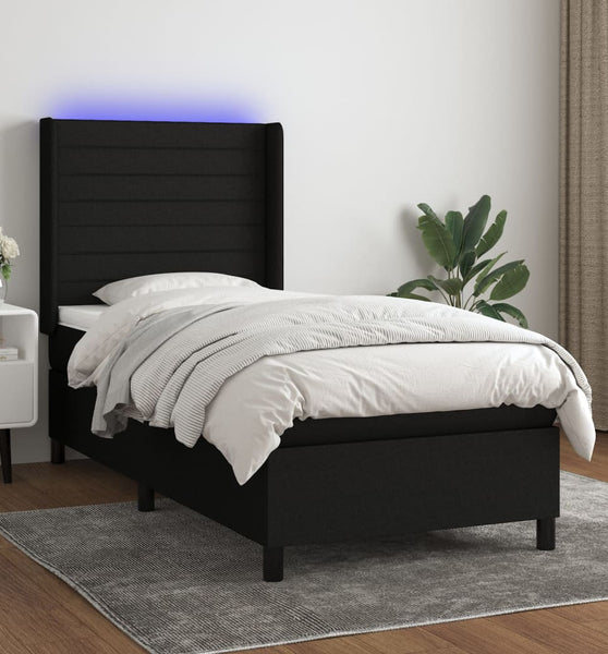 Boxspringbett mit Matratze & LED Schwarz 80x200 cm Stoff