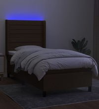 Boxspringbett mit Matratze & LED Dunkelbraun 80x200 cm Stoff