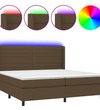 Boxspringbett mit Matratze & LED Dunkelbraun 200x200 cm Stoff