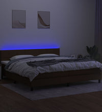 Boxspringbett mit Matratze & LED Dunkelbraun 200x200 cm Stoff