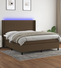 Boxspringbett mit Matratze & LED Dunkelbraun 180x200 cm Stoff