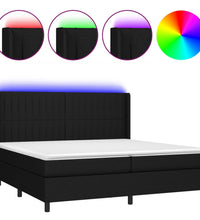 Boxspringbett mit Matratze & LED Schwarz 200x200 cm Stoff