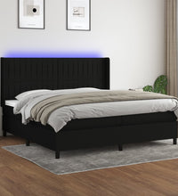 Boxspringbett mit Matratze & LED Schwarz 200x200 cm Stoff
