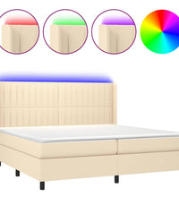 Boxspringbett mit Matratze & LED Creme 200x200 cm Stoff