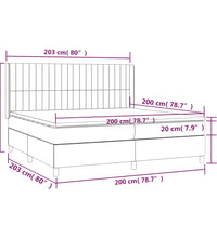 Boxspringbett mit Matratze & LED Creme 200x200 cm Stoff