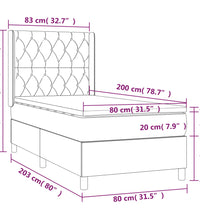 Boxspringbett mit Matratze & LED Dunkelbraun 80x200 cm Stoff