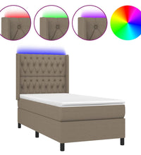 Boxspringbett mit Matratze & LED Taupe 90x200 cm Stoff