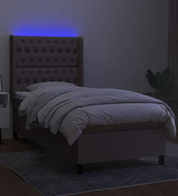 Boxspringbett mit Matratze & LED Taupe 90x200 cm Stoff
