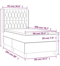 Boxspringbett mit Matratze & LED Taupe 90x200 cm Stoff