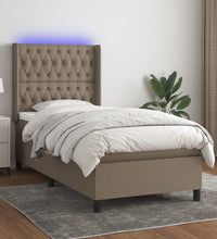 Boxspringbett mit Matratze & LED Taupe 90x200 cm Stoff
