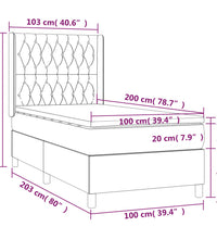 Boxspringbett mit Matratze & LED Blau 100x200 cm Stoff