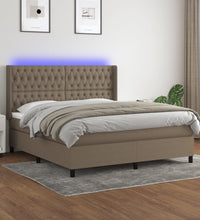 Boxspringbett mit Matratze & LED Taupe 160x200 cm Stoff