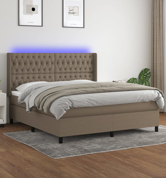 Boxspringbett mit Matratze & LED Taupe 160x200 cm Stoff