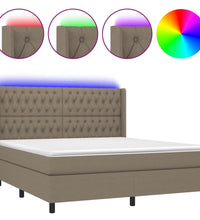 Boxspringbett mit Matratze & LED Taupe 180x200 cm Stoff