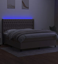 Boxspringbett mit Matratze & LED Taupe 180x200 cm Stoff