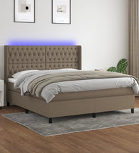 Boxspringbett mit Matratze & LED Taupe 180x200 cm Stoff