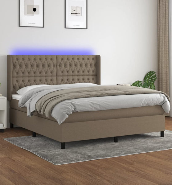 Boxspringbett mit Matratze & LED Taupe 180x200 cm Stoff