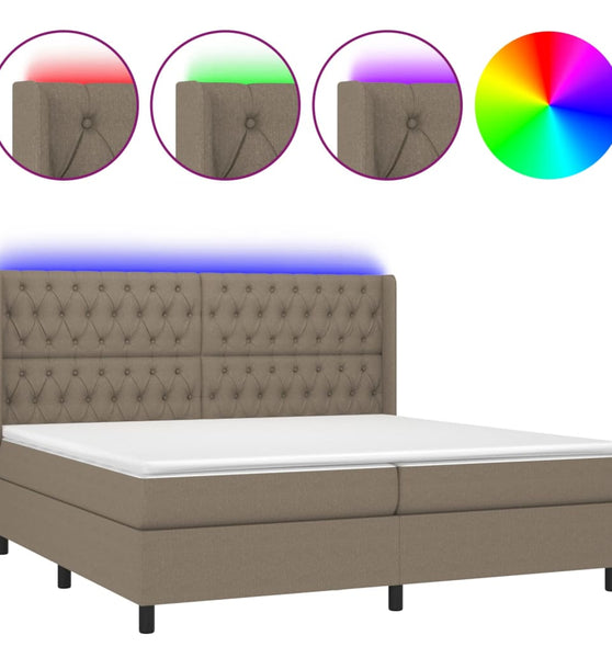 Boxspringbett mit Matratze & LED Taupe 200x200 cm Stoff