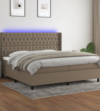 Boxspringbett mit Matratze & LED Taupe 200x200 cm Stoff