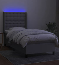 Boxspringbett mit Matratze & LED Hellgrau 80x200 cm Stoff