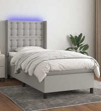 Boxspringbett mit Matratze & LED Hellgrau 80x200 cm Stoff