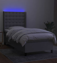 Boxspringbett mit Matratze & LED Hellgrau 90x190 cm Stoff