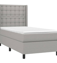 Boxspringbett mit Matratze & LED Hellgrau 90x190 cm Stoff