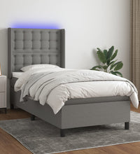 Boxspringbett mit Matratze & LED Dunkelgrau 90x190 cm Stoff
