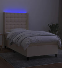 Boxspringbett mit Matratze & LED Creme 90x190 cm Stoff