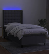 Boxspringbett mit Matratze & LED Dunkelgrau 90x200 cm Stoff