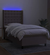 Boxspringbett mit Matratze & LED Taupe 90x200 cm Stoff