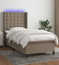 Boxspringbett mit Matratze & LED Taupe 90x200 cm Stoff
