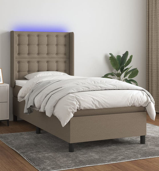 Boxspringbett mit Matratze & LED Taupe 90x200 cm Stoff