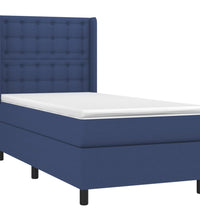Boxspringbett mit Matratze & LED Blau 90x200 cm Stoff