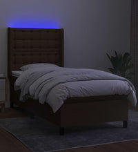 Boxspringbett mit Matratze & LED Dunkelbraun 100x200 cm Stoff