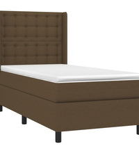Boxspringbett mit Matratze & LED Dunkelbraun 100x200 cm Stoff