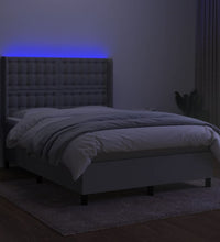 Boxspringbett mit Matratze & LED Hellgrau 140x190 cm Stoff