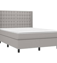 Boxspringbett mit Matratze & LED Hellgrau 140x190 cm Stoff