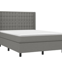 Boxspringbett mit Matratze & LED Dunkelgrau 140x190 cm Stoff