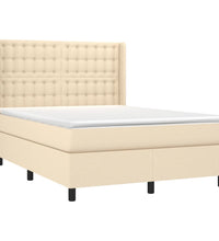 Boxspringbett mit Matratze & LED Creme 140x190 cm Stoff